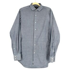 Lands End Mens Slim Fit Long Sleeve Plaid Dress‎ Shirt Size 15 32-33 Blue Red